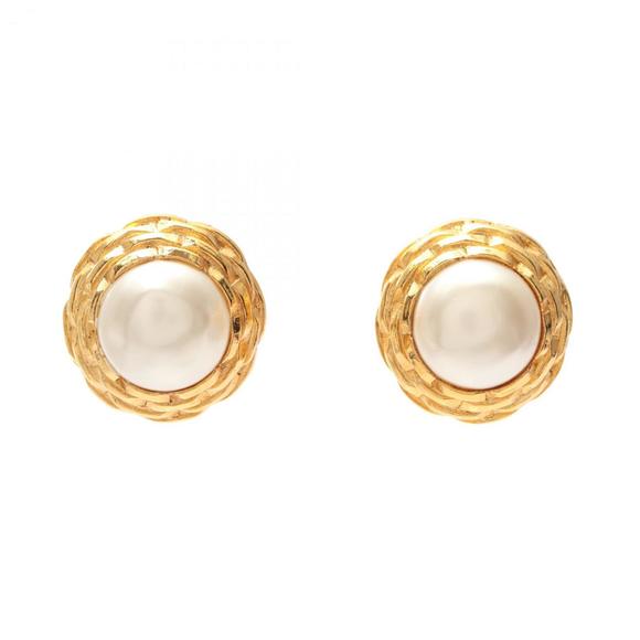 CHANEL Authentic Gold Pearl Earrings